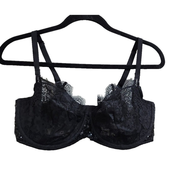 VICTORIA’S SECRET Women’s Black Lace Dream Angels Non-Padded Push Up Bra 38DD - Picture 2 of 8
